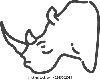Rhinoceros head icon. Safari animal linear symbol