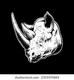 the rhinoceros head line art vector