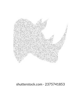 The rhinoceros head symbol filled with black dots. Pointillism style. Vector illustration on white background