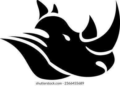 Rhinoceros head tattoo, tattoo illustration, vector on a white background.