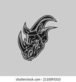 Rhinoceros head vector logo illustration isolated on white background, tattoo and tribal style