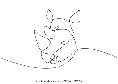 Rhinoceros Head Wild Animal Vector Continuous Line Art Design Illustration Decoration