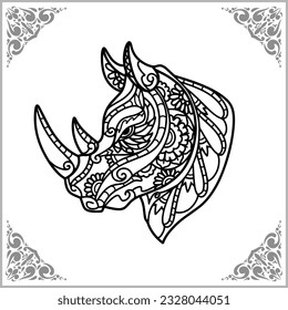 rhinoceros head zentangle arts. isolated on white background of illustration