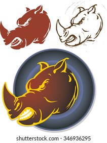 Rhinoceros Head-Tough Rhino in three different variation