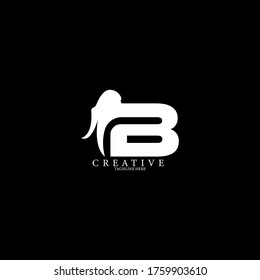 The Rhinoceros Hornbill head concept simple flat B letter logo design. Vector EPS10