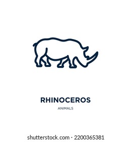 rhinoceros icon from animals collection. Thin linear rhinoceros, rhino, safari outline icon isolated on white background. Line vector rhinoceros sign, symbol for web and mobile