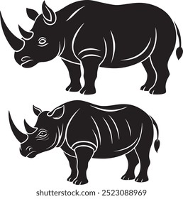 Rhinoceros icon  Black silhouette vector illustration on white background