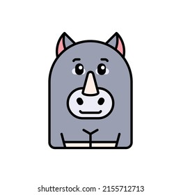 Rhinoceros-Symbol. Symboldesign. Vorlagenelemente. Flachstil