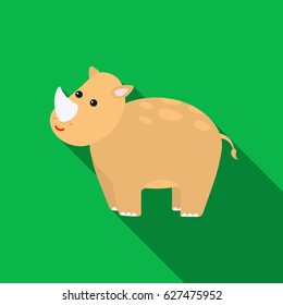 Rhinoceros icon flat. Singe animal icon from the big animals flat.