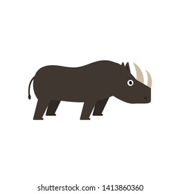 Rhinoceros icon in flat style, african animal vector illustration
