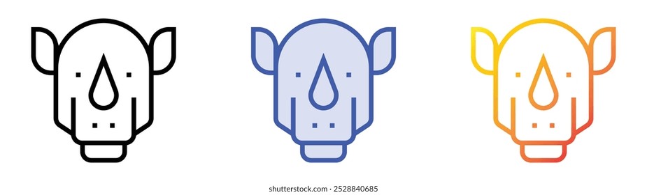 rhinoceros icon. Linear, Blue Fill and Gradient Style Design Isolated On White Background