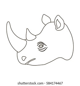 Rhinoceros icon in outline style isolated on white background. Realistic animals symbol stock vector illustration.