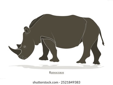 Rhinoceros icon, rhino, obstacle, Animal.A big rhinoceros in an African safari.

