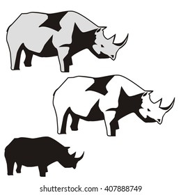 Rhinoceros Icon. Rhinoceros silhouette vector set