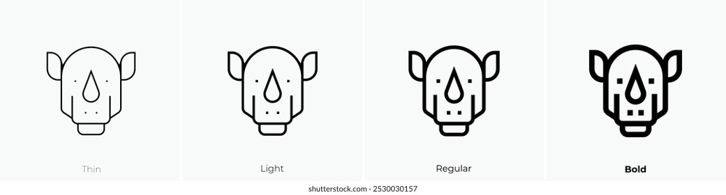 rhinoceros icon. Thin, Light Regular And Bold style design isolated on white background