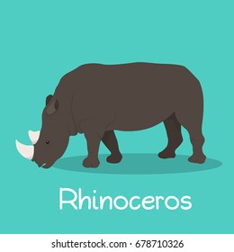 Rhinoceros illustration cartoon on sky blue background