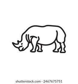 Rhinoceros isolated outline Icon, Vector Illustration