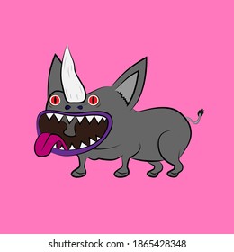 rhinoceros laughing out loud, streetwear or t-shirt design
