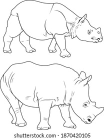 Rhinoceros Line Art good for Printing and Coloring Book