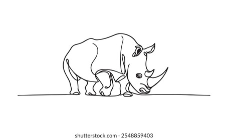 Rhinoceros line art vector illustration