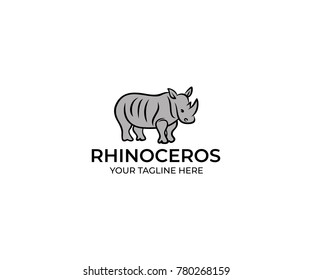 Rhinoceros Linear Logo Template. Rhino Vector Design. Animal Illustration