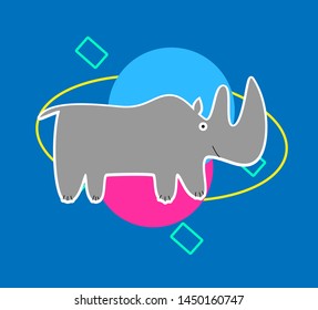rhinoceros, little animal illustration vector for cartoon, coloring book or page, and kids t-shirt design