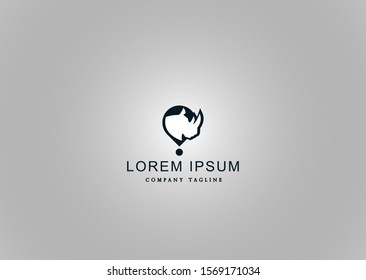 
rhinoceros logo with post map silhouette in a modern and elegant form