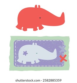 Rhinoceros logo vector design technical flat drawing by adobe illustrator.