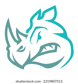 Rhinoceros logo. Vector illustration of a rhino wildlife silhouette animal. African savannah standing rhino