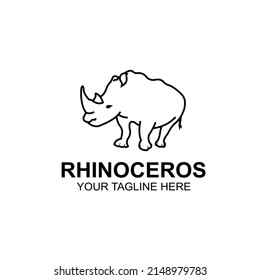 Rhinoceros logo vector silhouette outline monoline art icon