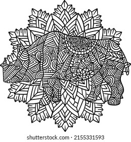 Rhinoceros Mandala Coloring Pages for Adults