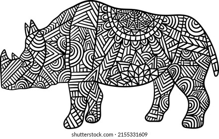 Rhinoceros Mandala Coloring Pages for Adults