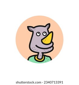 Rhinoceros mascot or avatar like imagining fun stuff