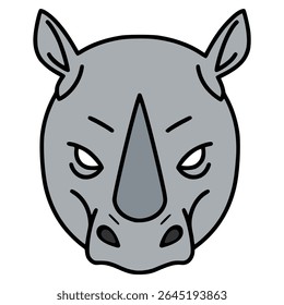 rhinoceros mask carnival party birthday celebration flat color vector illustration template design