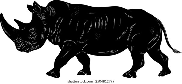 Rhinoceros Natural Look Black Vector Silhouette Design Element