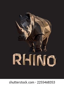 Rhinoceros on a black background, polygonal graphics