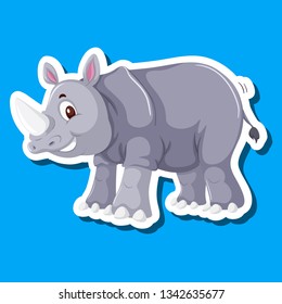 A rhinoceros on blue background illustration