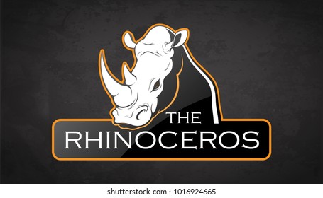 Rhinoceros on a dark background. Vector rhinoceros with room for text.