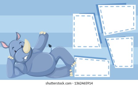 Rhinoceros on note template illustration