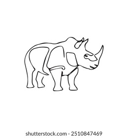 rhinoceros one line art illustration