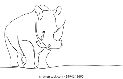 Nashorn eine Linie durchgehend. Rhino Line Art. Handgezeichnete Vektorgrafik.