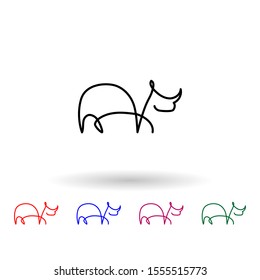 Rhinoceros one line multi color icon. Simple thin line, outline vector of animals one line icons for ui and ux, website or mobile application