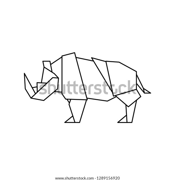 Rhinoceros Origami Lines Origami Rhinoceros On Stock Vector