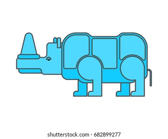 Rhinoceros outline style. Wild beast  linear style. Animal of Africa isolated
