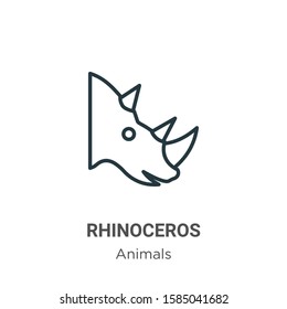 Rhinoceros outline vector icon. Thin line black rhinoceros icon, flat vector simple element illustration from editable animals concept isolated on white background