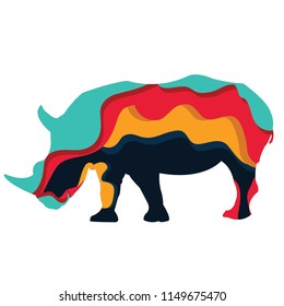 rhinoceros paper cut illustration  vector 
