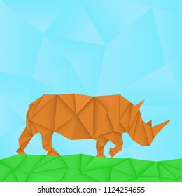 Rhinoceros. Polygonal origami like vector illustration