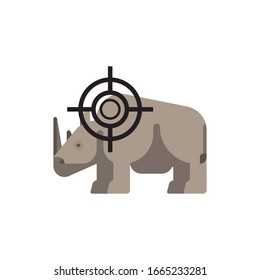 Rhinoceros.  The problem of illegal shooting of animals, poaching. vector graphics and design