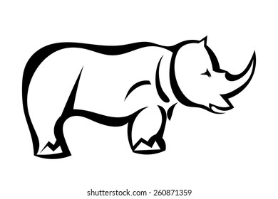 Rhinoceros in profile isolated. Vector illustration.