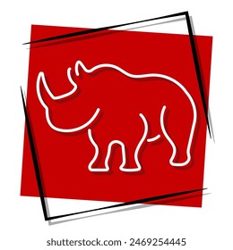 rhinoceros red banner. Vector illustration.